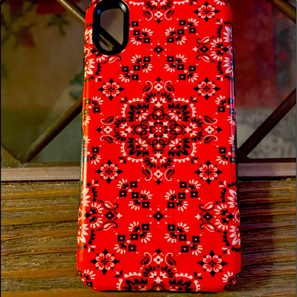Red Bandana Patterned IPhone X phone case by Casely